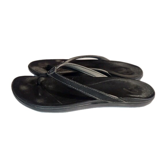 Olukai Ho‘opio Black Thong Sandals Women’s Size 9 – Casual Flip Flops - Picture 8 of 14
